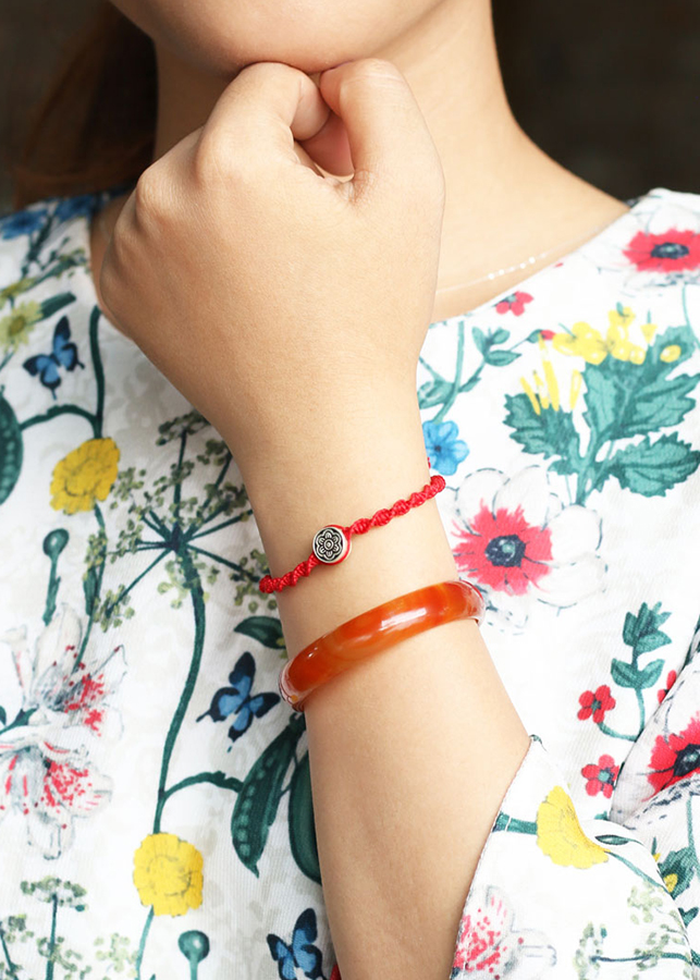 Vòng Kết Xanh Charm Hoa Bạc 925 Ngọc Quý Gemstones GA8