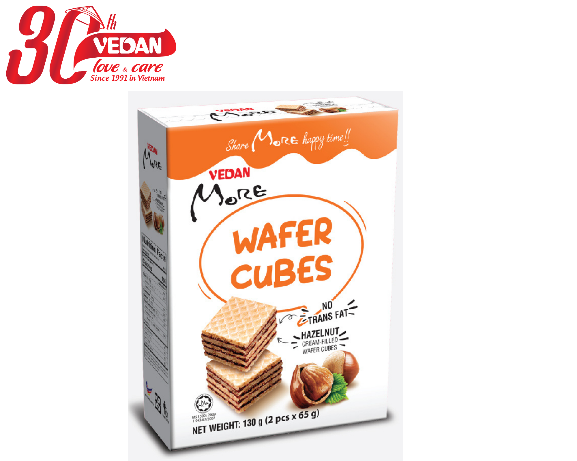 Bánh xốp Wafer Cubes hương hạt phỉ Vedan More 130g