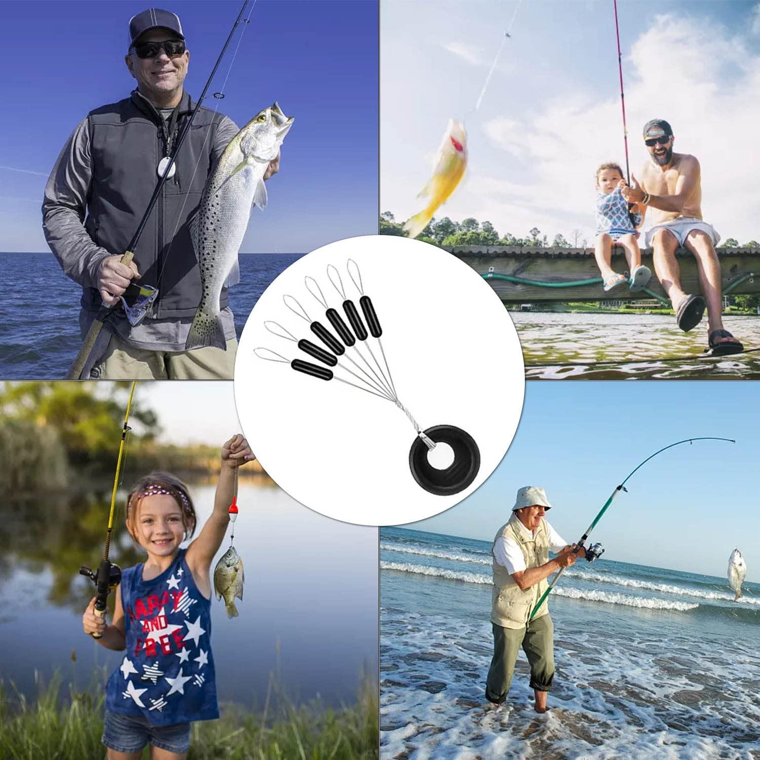 100 miếng nút cao su câu cá, kích thước của dây buộc dây, câu cá, nút chặn cao su 6 trong 1, bộ đóng băng vá