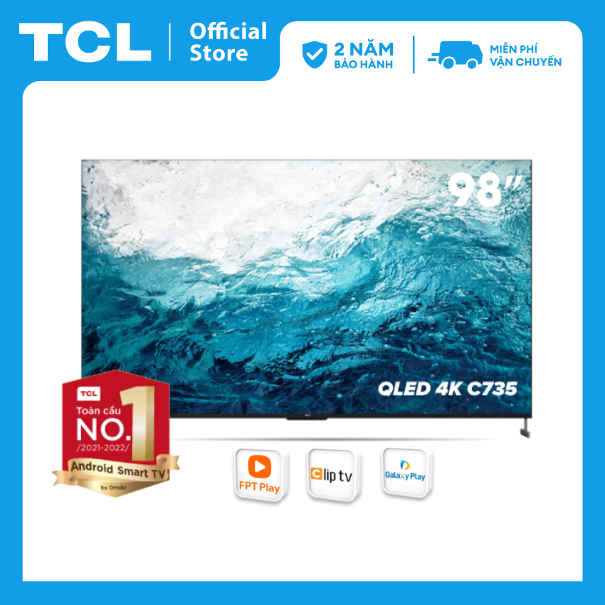 [Hàng chính hãng] TV QLED GOOGLE 98 inch - 4K UHD TCL 98C735 - Full Array, HDR 10+, MEMC , Dolby Vision IQ, Dolby Atmos, MEMC, ALLM, VRR, Imax Enhance - Bảo Hành 2 Năm , trả góp 0%