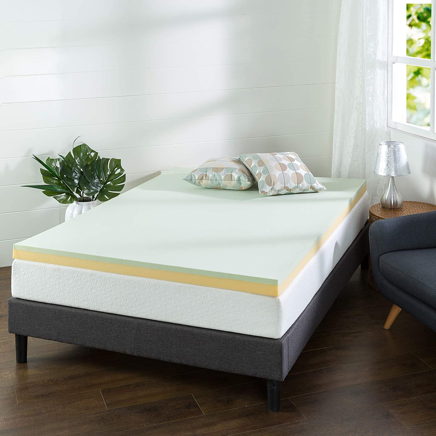 Topper Tấm Tiện Nghi Trà Xanh Gel Mát Làm Mềm Nệm Cao Cấp Zinus - Green Tea Memory Foam 160*200*7.5cm