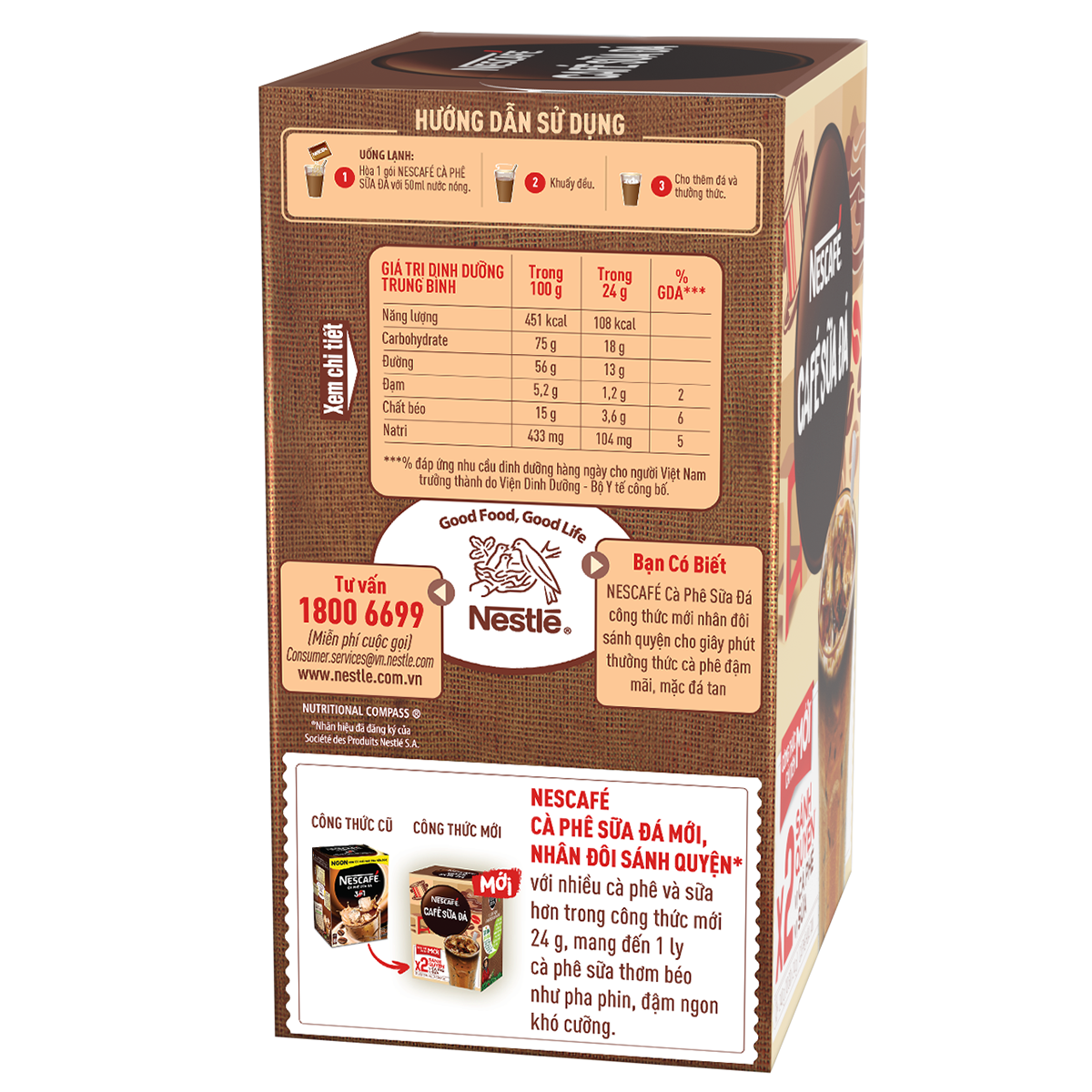 Combo 4 Hộp Cà Phê Sữa Nescafé Cà Phê Sữa Đá (Hộp 10 Gói x 24g)