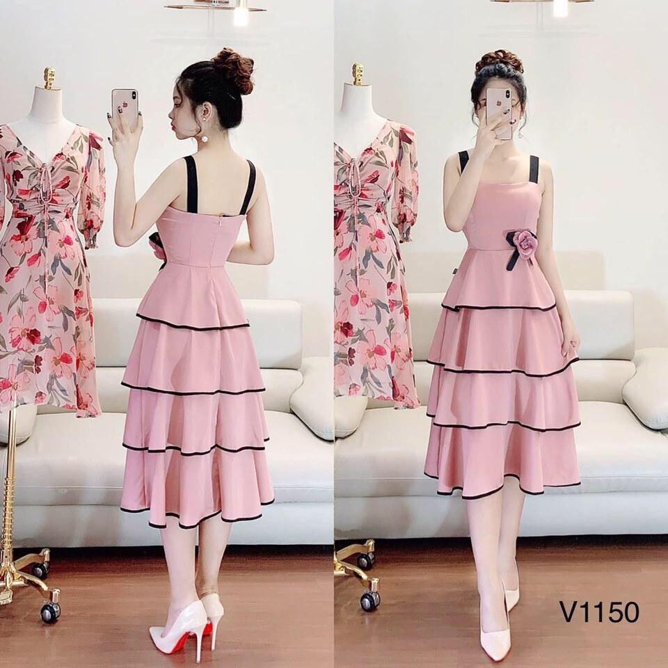 Đầm xòe 4 tầng đính bông - hàng thiết kế chuẩn shop