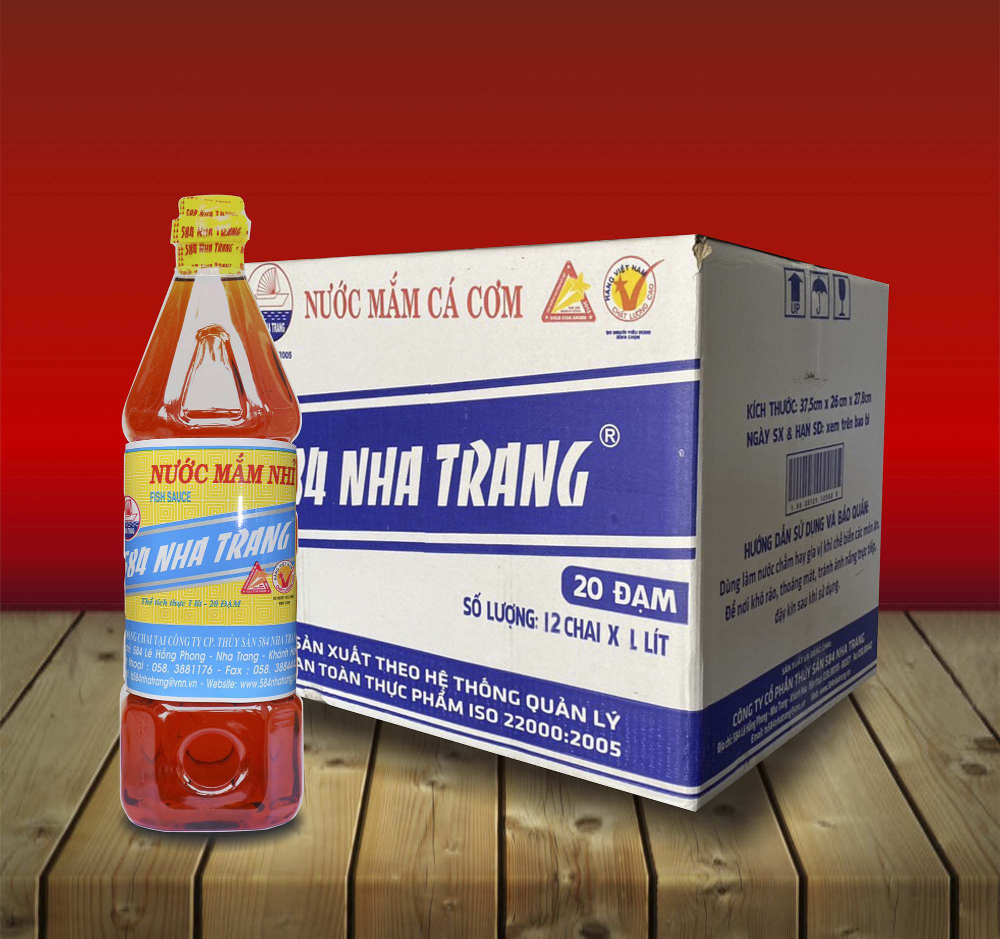 Nước mắm Nhỉ Cá cơm 584 Nha Trang - 25 độ đạm - Chai nhựa 1Lit