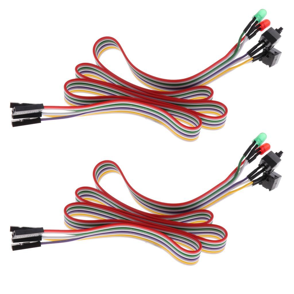 2x Power Supply Cord Replacement Reset LED Wire Kit for ATX Case Front Bezel