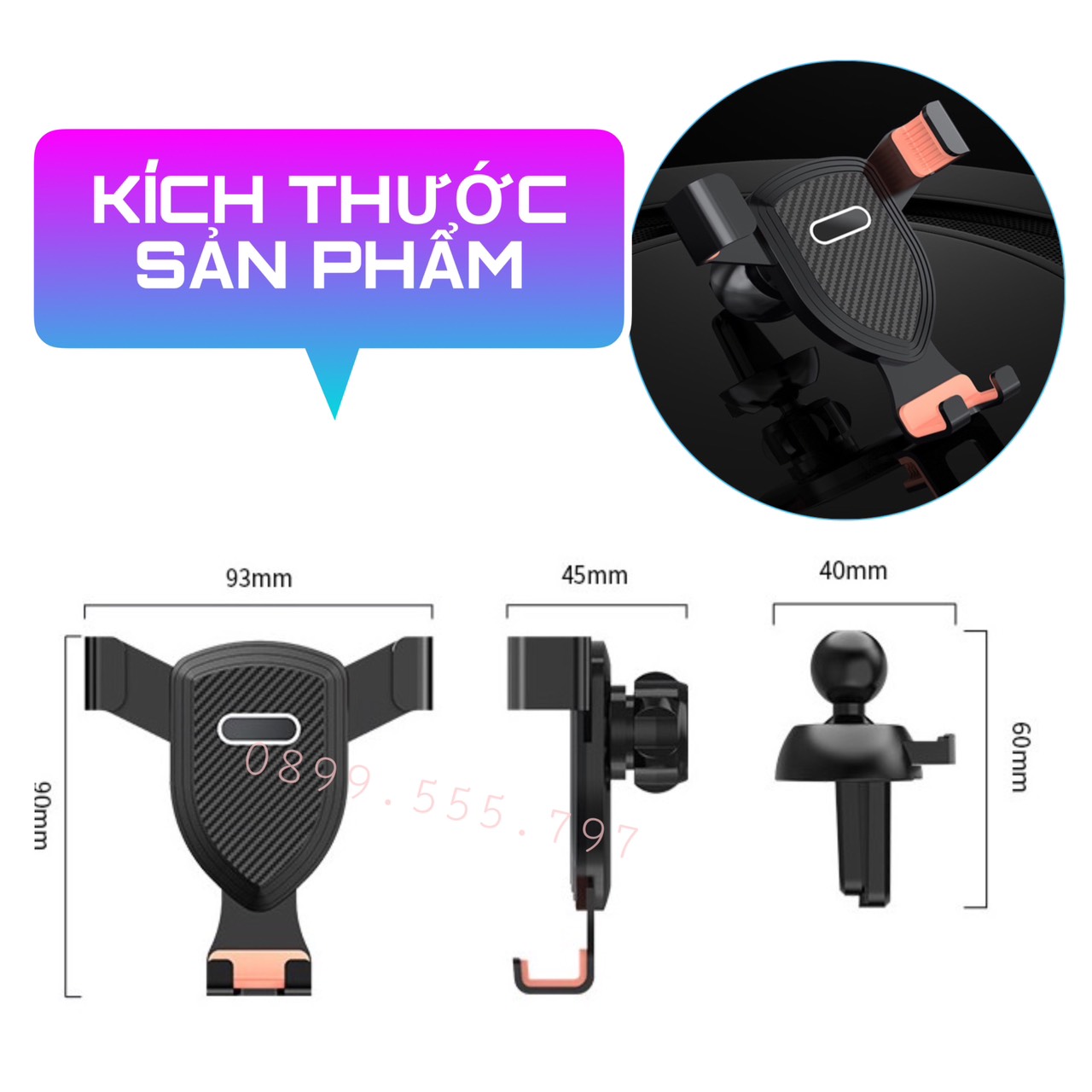Giá đỡ kẹp điện thoại trên ô tô xoay 360 độ gắn cửa gió điều hòa xe hơi nhỏ gọn chắc chắn tiện lợi