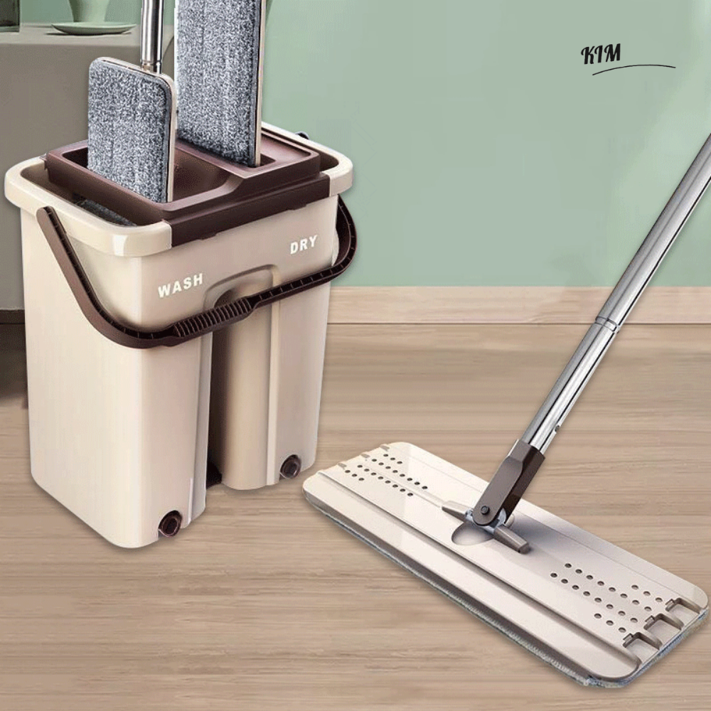 Chổi Lau Nhà Vouller - Cây Lau Nhà Tự Vắt – Xoay 360 Độ Thông Minh Kèm Thùng Vắt 2 Ngăn Size Lớn Bh-M1 - Hàng Chính Hãng