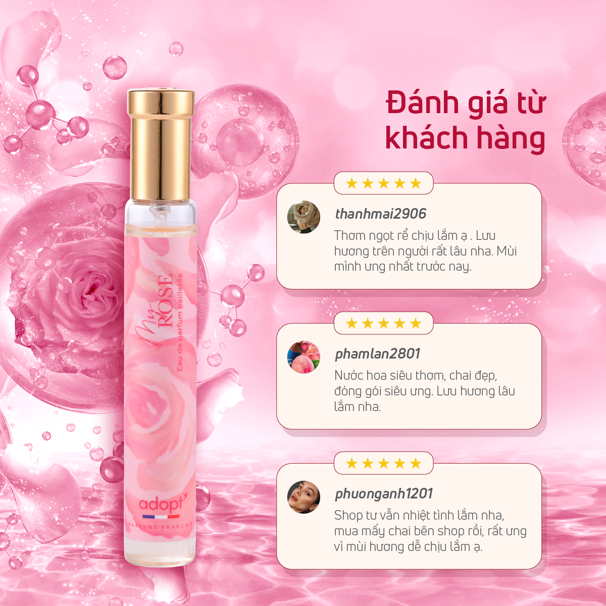 Nước hoa cho nữ,nước hoa thùy tiên cao cấp chính hãng adopt hương hoa hồng cuốn hút My Rose dung tích 30ml