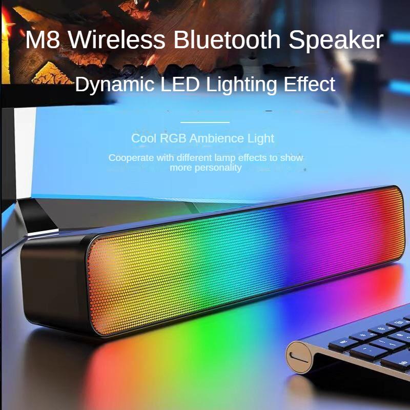 Loa Đa Phương Tiện Bluetooth 5.2 Không Dây Đèn RGB Máy Tính Âm Thanh Thanh Âm Thanh Nổi Nguồn USB Loa Chơi Game Cho Máy Tính Bảng Máy Tính Xách Tay Màu sắc: A