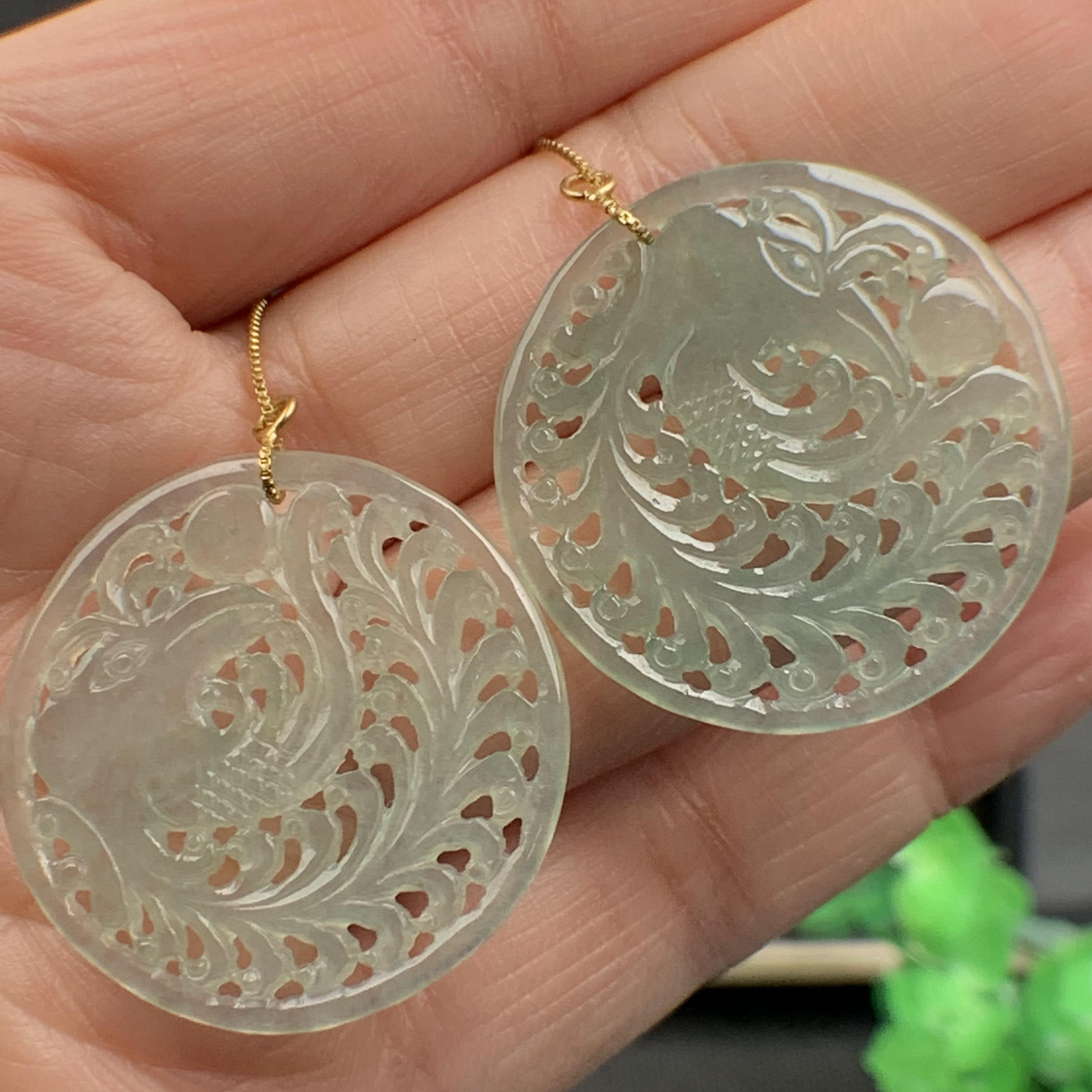 Khuyên tai Phượng hoàng Ngọc phỉ thúy tự nhiên