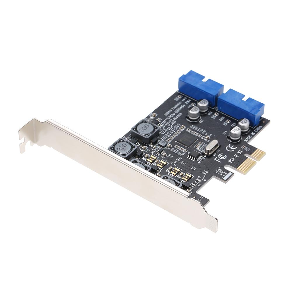 Thẻ PCI-E USB3.0 Express 4 cổng Thẻ mở rộng đầu nối kép 19 / 20Pin phía trước bên ngoài