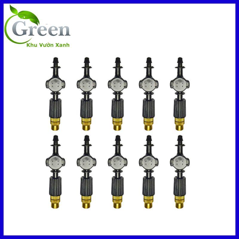 Combo 5/10 béc phun sương đồng đơn kèm van chống rỉ 6mm
