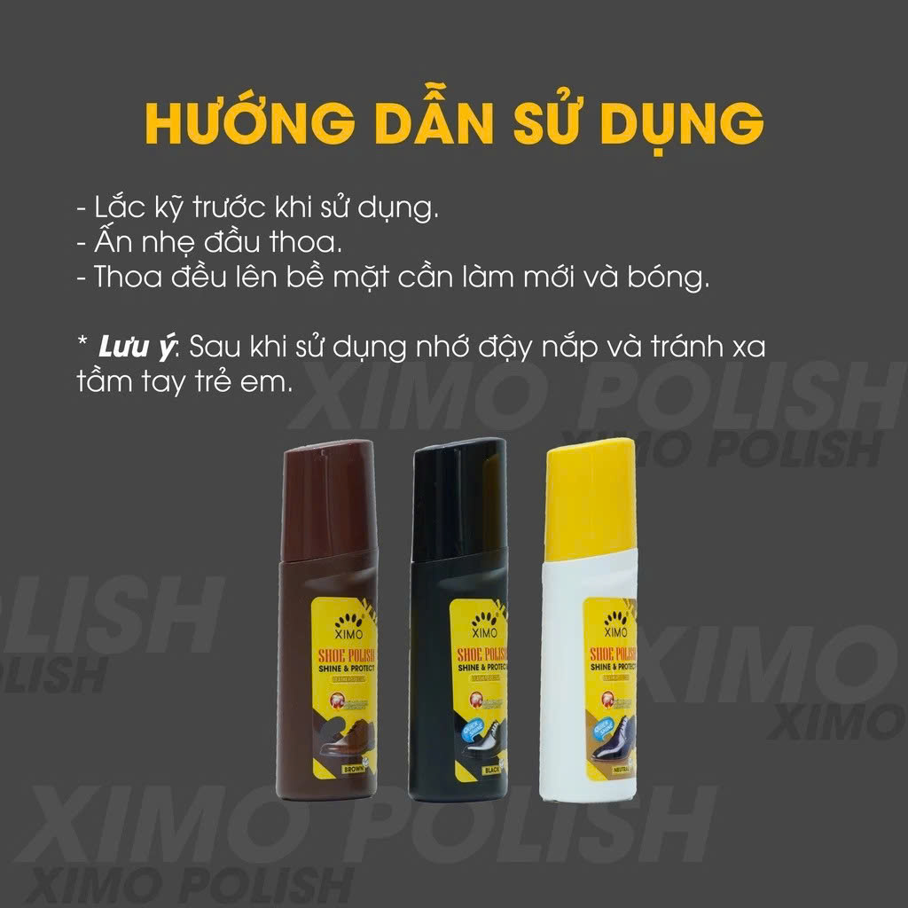 Xi nước đánh bóng màu đen 50ml Làm Sáng Bóng cho giày túi ví da trơn