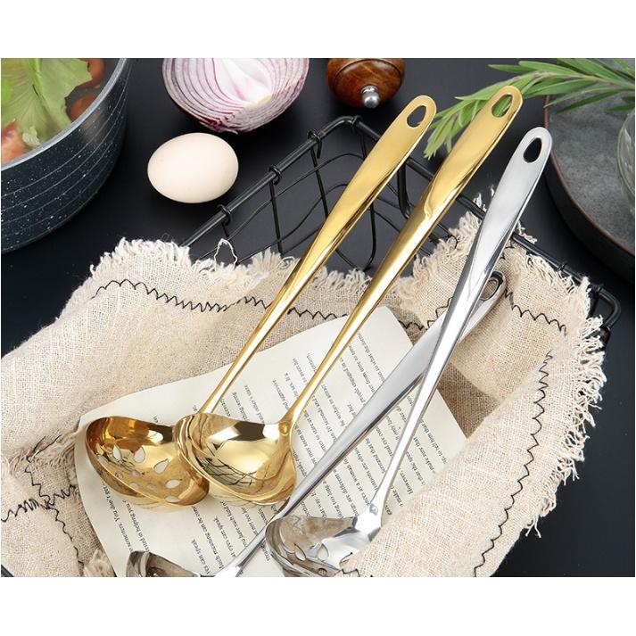 Cặp vá canh lổ inox 304 trắng & vàng titan cao cấp dài 27cm x lớn 7,5cm, môi xịn 2022
