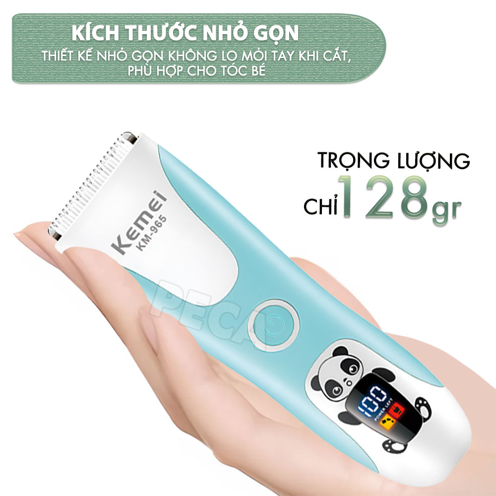 Tông đơ cắt tóc trẻ em Kemei KM-965 có thể cắt tóc, chấn viền cạo tóc dùng được cho trẻ sơ sinh - Hàng chính hãng