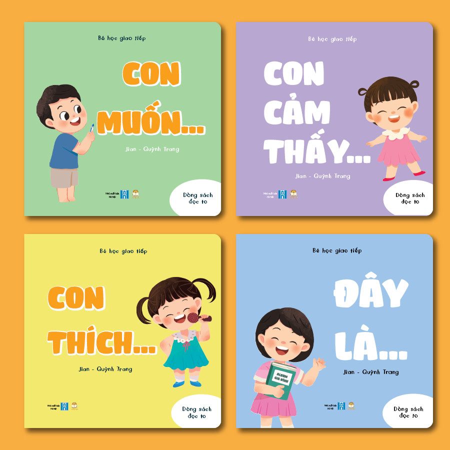 Sách - Bộ Bé Học Giao Tiếp 4 cuốn - Bồi cứng &amp; Song ngữ Việt-Anh