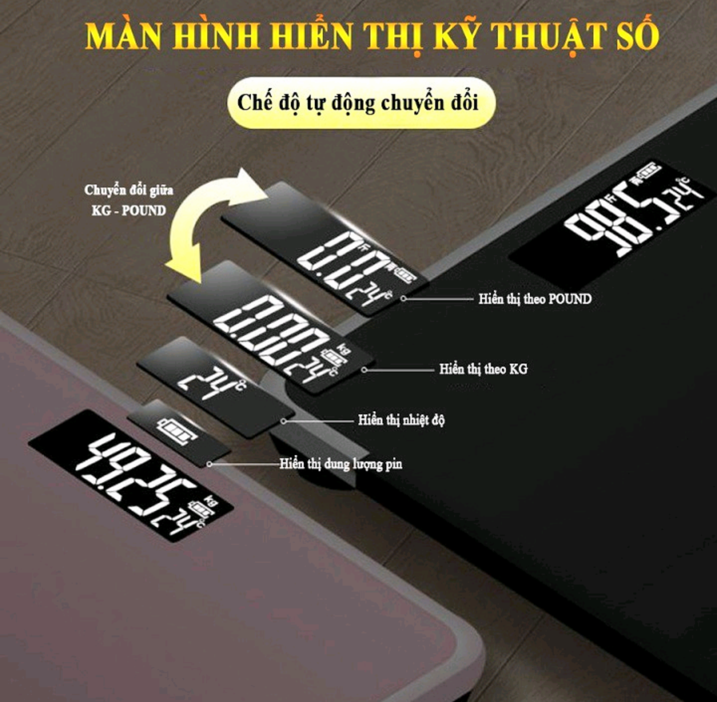 BỘ CÂN ĐIỆN TỬ CÂN KIỂM TRA SỨC KHỎE HÀNG NGÀY LÊN TỚI 180kg CÓ BÁO NHIỆT ĐỘ TIỆN DỤNG HÀNG CHUẨN CHẤT LƯỢNG