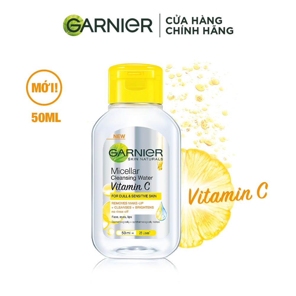 Nước Tẩy Trang Garnier Micellar Water Vitamin C 50ml mini bỏ túi