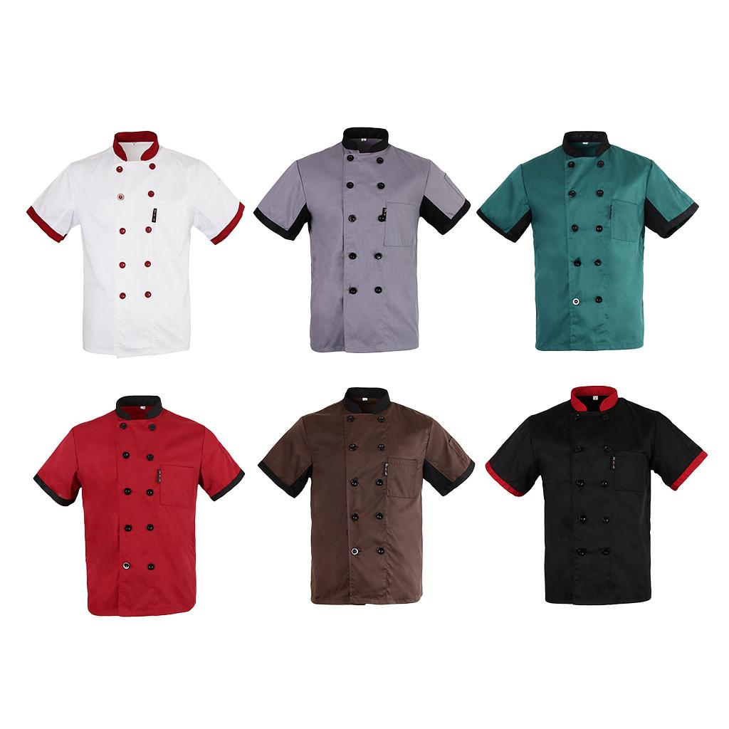 Short Mesh Sleeves Chef Jacket Coat Kitchen Bakery Uniform for Women Men