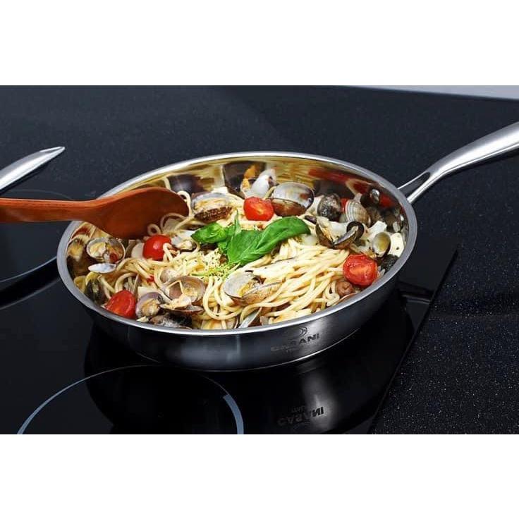 Chảo Inox Casani, 3 size 20/26/28cm, Bề Mặt Tổ Ong Chống Dính Hoàn Hảo, Tay Cầm Cách Nhiệt, Nhập Đức