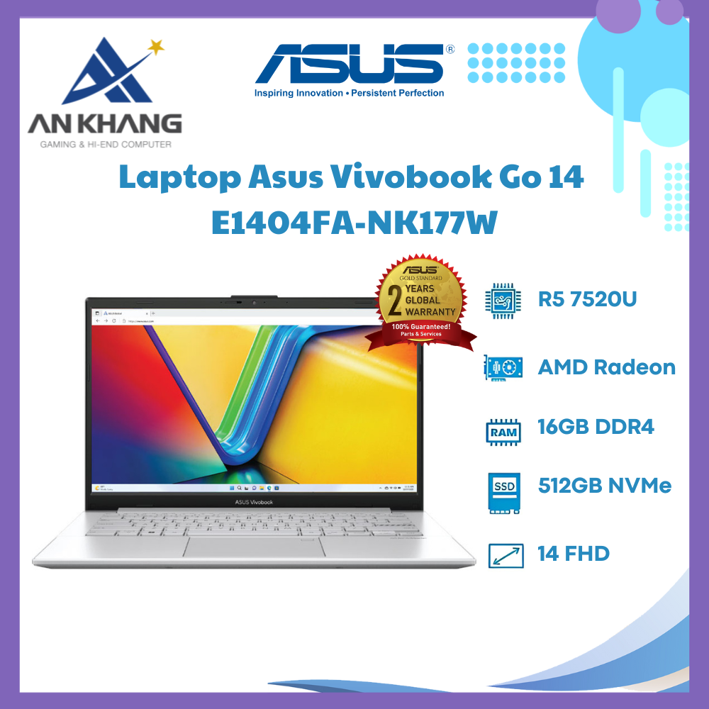 Laptop Asus Vivobook Go 14 E1404FA-NK177W - Hàng Chính Hãng