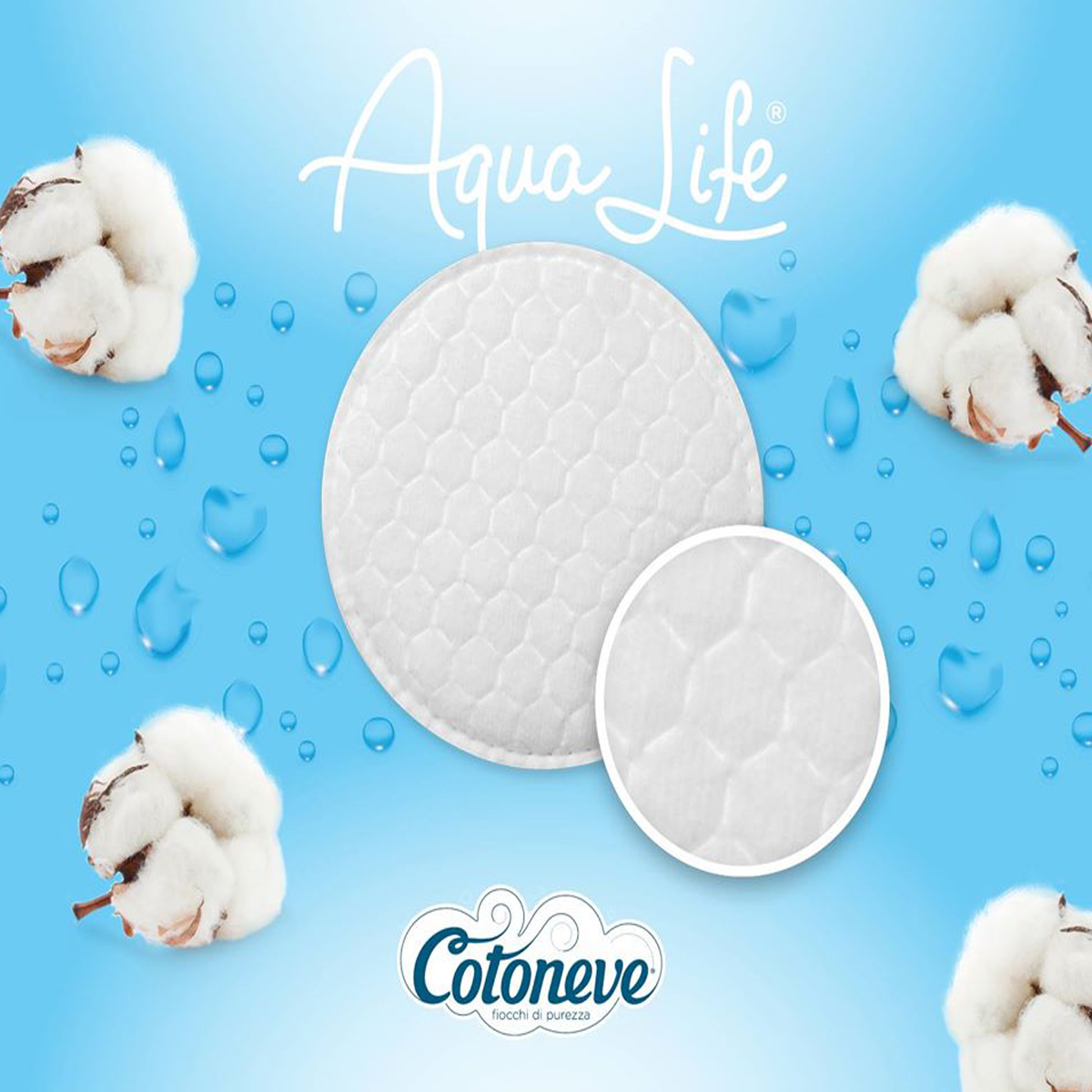 Combo 2 Gói Bông Tẩy Trang 100 Miếng, May Viền, Dập Nổi Aqua Life Cotoneve (Tặng Kèm Gói Bông Tẩy Trang 70 Miếng)