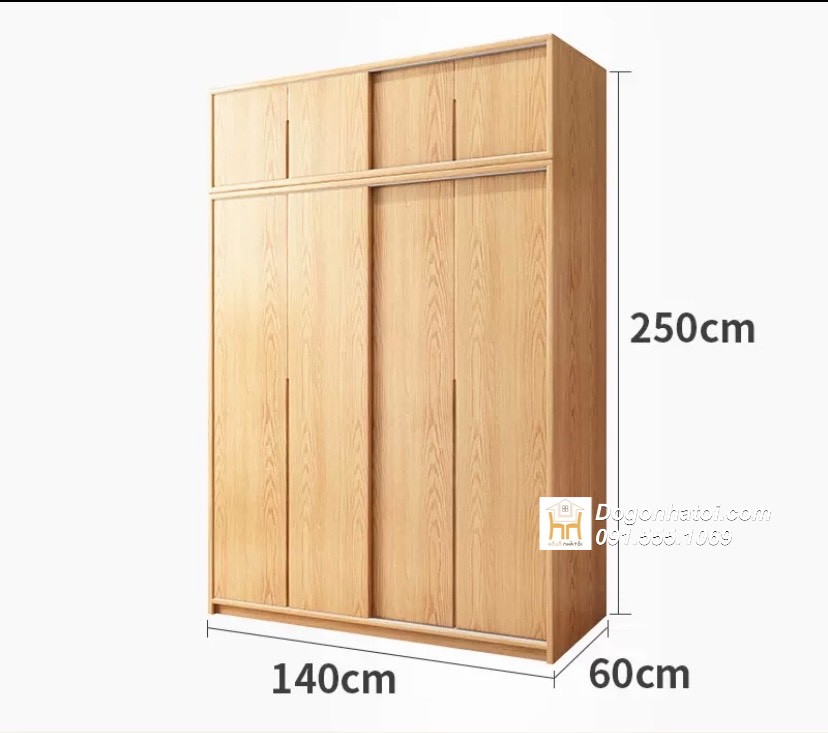 Tủ quần áo gỗ sồi cửa lùa cao cấp C2m xD2m4 - TA238