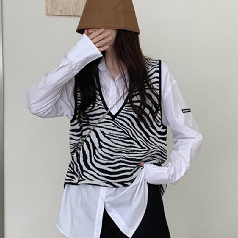 Áo Khoác Dệt Kim Không Tay Cổ Chữ V Phong Cách Retro Dành Cho Nữ