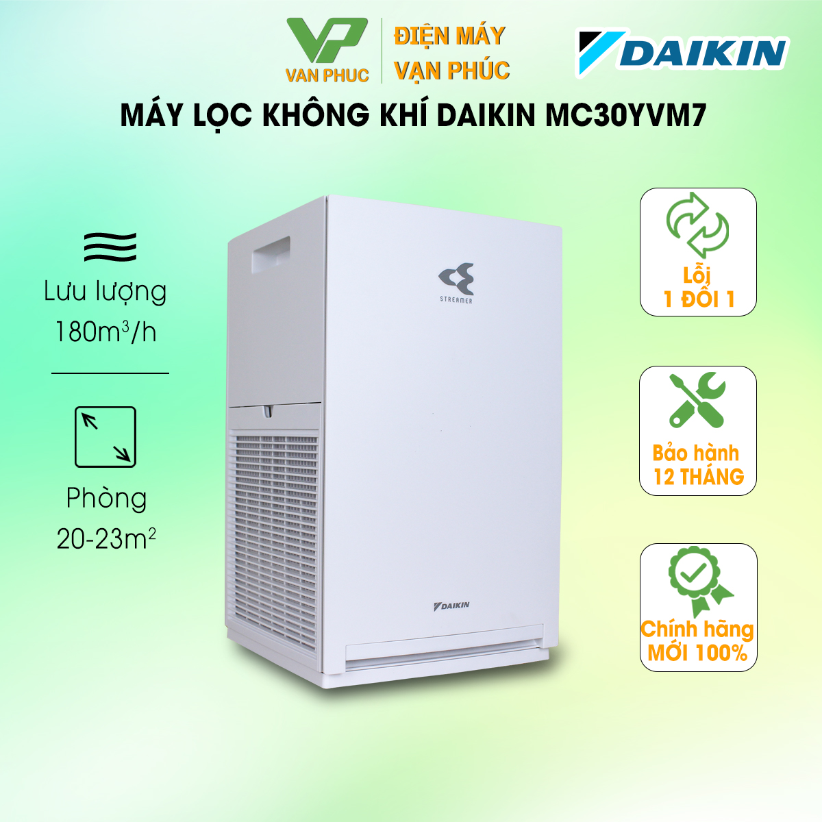 Máy lọc không khí Daikin MC30YVM7 (Phù hợp phòng 23m2) - Hàng chính hãng bảo hành 12 tháng