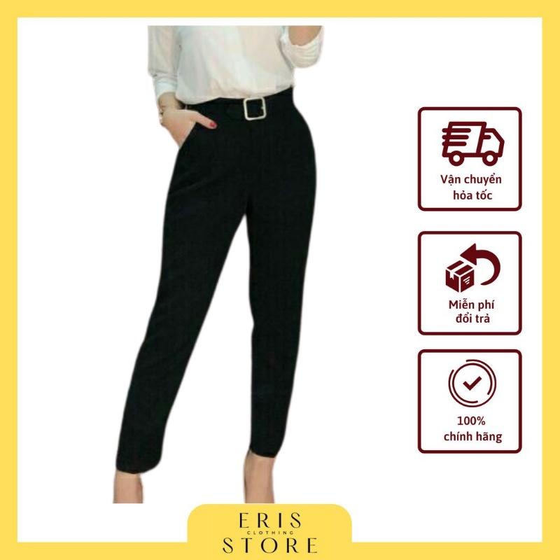 Quần baggy nữ công sở đai vuông cạp cao vnxk chất đẹp có ảnh thật
