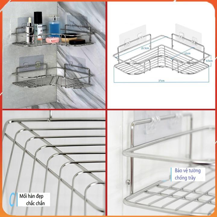 Kệ Góc Dán Tường Inox, Giá Để Đồ Nhà Tắm Phòng Ngủ Phòng Bếp Lắp Đặt Dính Tường Hút Chân Không Không Gỉ