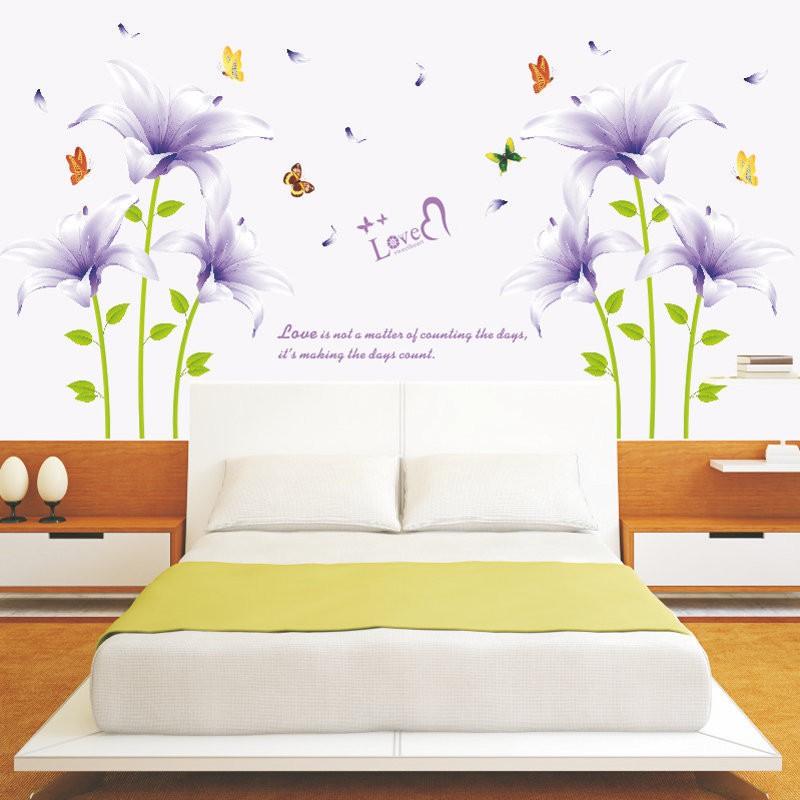 Decal dán tường hoa ly tím XL8106
