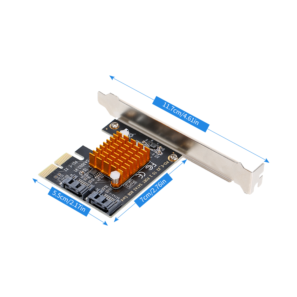 Bộ Điều Khiển SSD PCI-E X2 Sang 2 Cổng SATA3 6GbPS Cho Vỏ Máy Tính Lớn Và Nhỏ