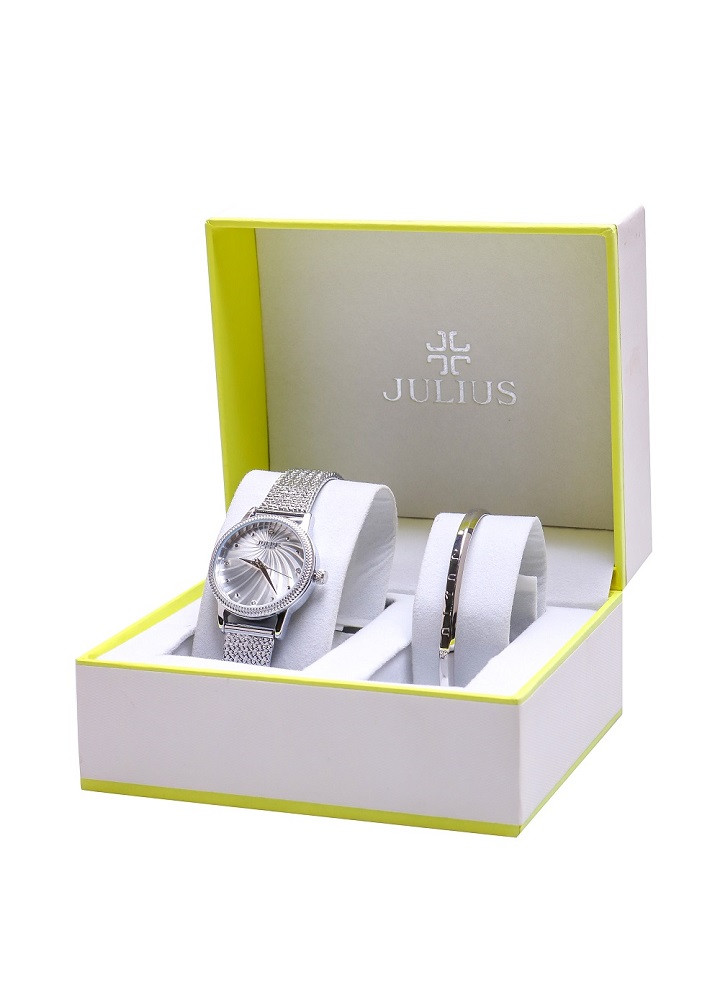 Combo Đồng Hồ Nữ Julius Hàn Quốc JA-1219 Dây Thép + Vòng Tay Julius