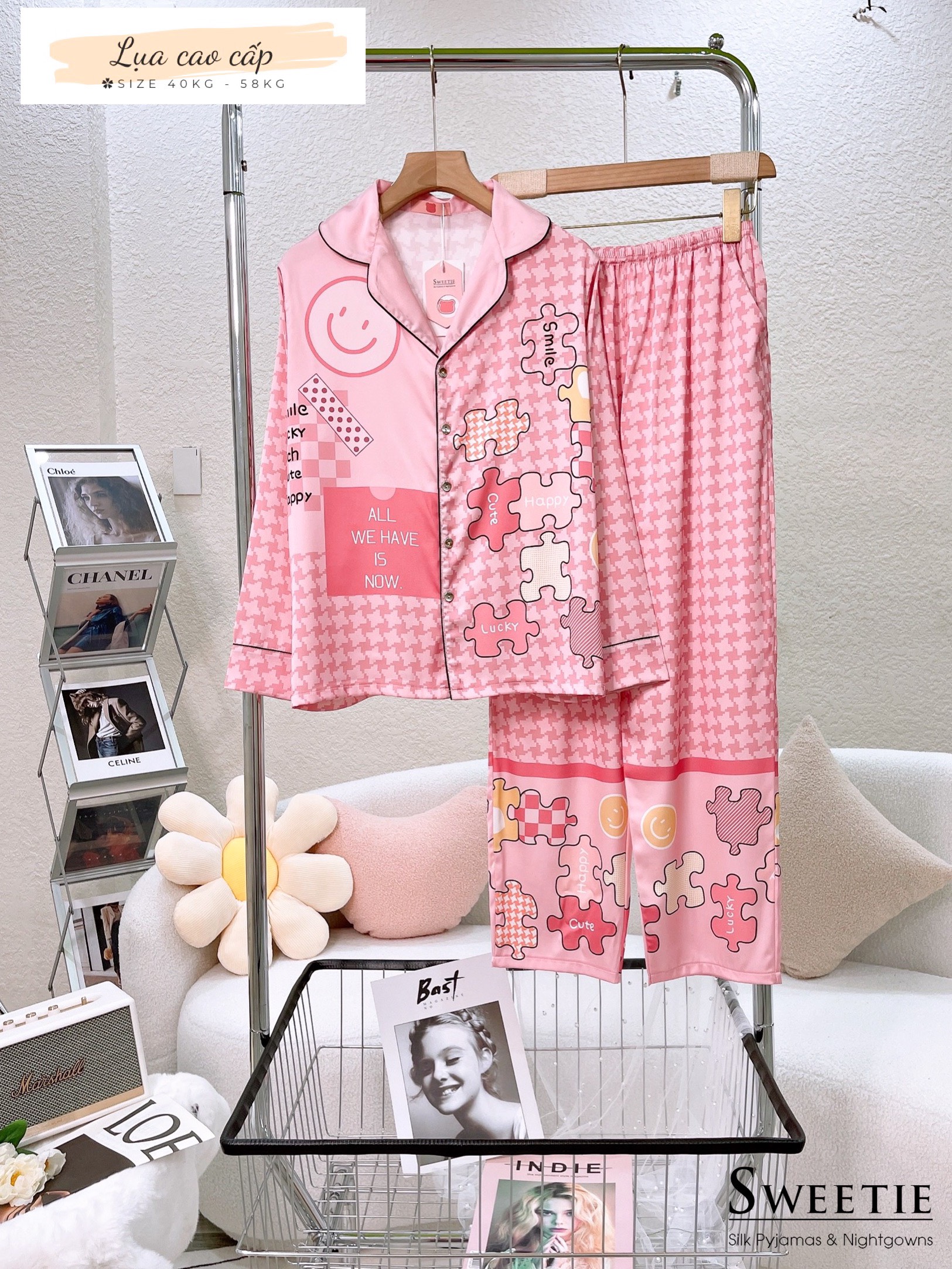 [HCM] (40-58kg) Đồ bộ pijama nữ chất liệu lụa cao cấp đùi TNQN-TNQD-TDQD. gấu lotso-gấu pooh-chuột minnie-vịt daisy-con mèo-mảnh ghép-thỏ dâu-voi con-gấu trắng-doraemon-cún/chó-chim cánh cụt-gấu teddy-cô bé-con mèo