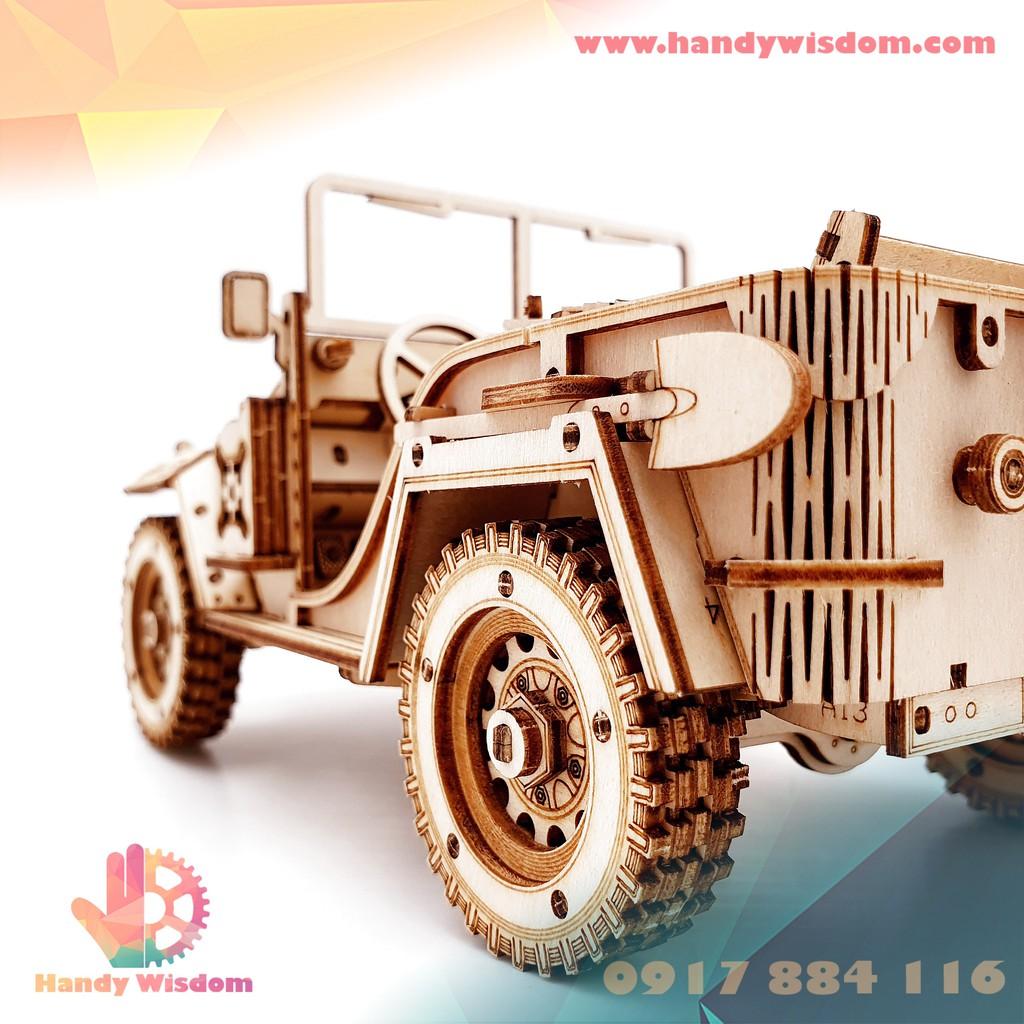 Mô hình lắp ghép gỗ tỉ lệ - Xe Jeep - Robotime Army Field Car MC701