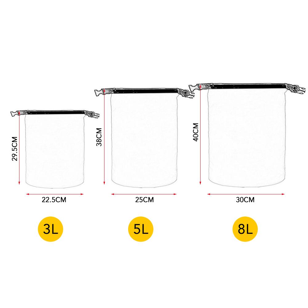 Gói 3 Túi chống nước 3L + 5L + 8L Túi đựng đồ khô siêu nhẹ để cắm trại Đi bộ đường dài