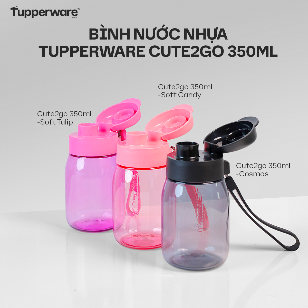 Bình Đựng Nước Tupperware Cute2go 350ml - Soft Candy