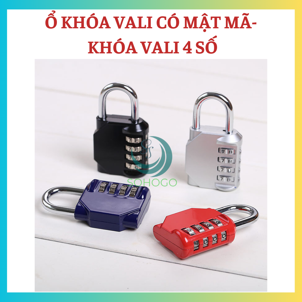 [CHỌN MÀU]- Ổ khóa vali có mật mã, 4 số không cần chìa 8x4.3cm-Ổ khóa số dành cho vali/ balo du lịch