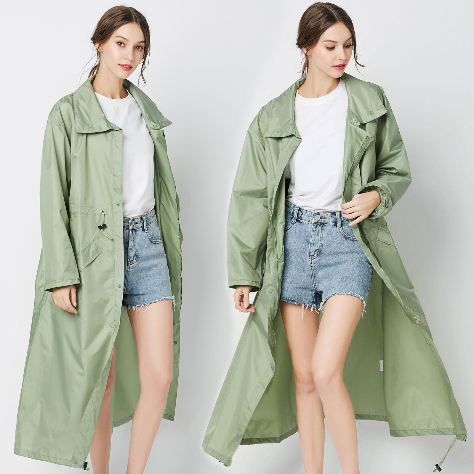 Rain Jacket Women Long Rain Coat Lightweight Waterproof Outdoor Hooded Windbreaker