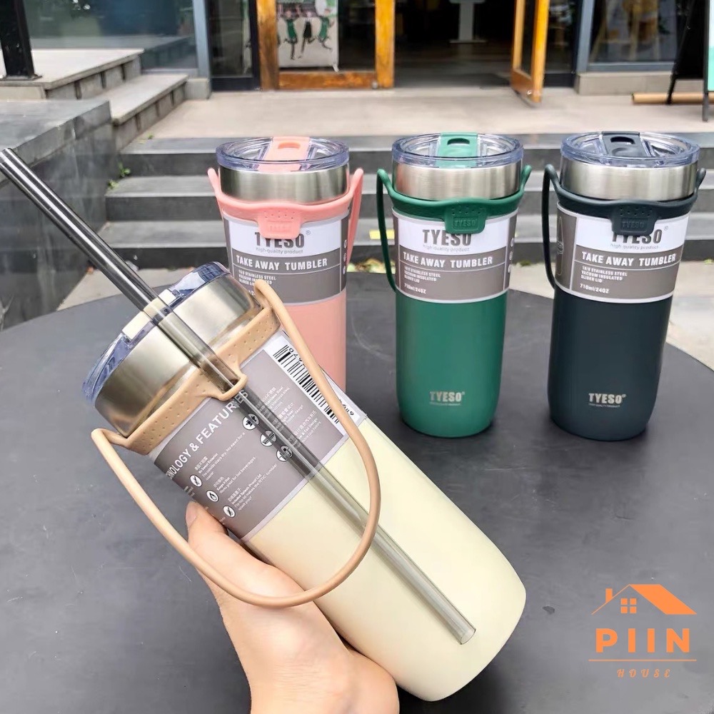 Bình giữ nhiệt thời trang cao cấp, dung tích 710ml, bọc silicon chống trơn, kèm quai silicon đồng màu