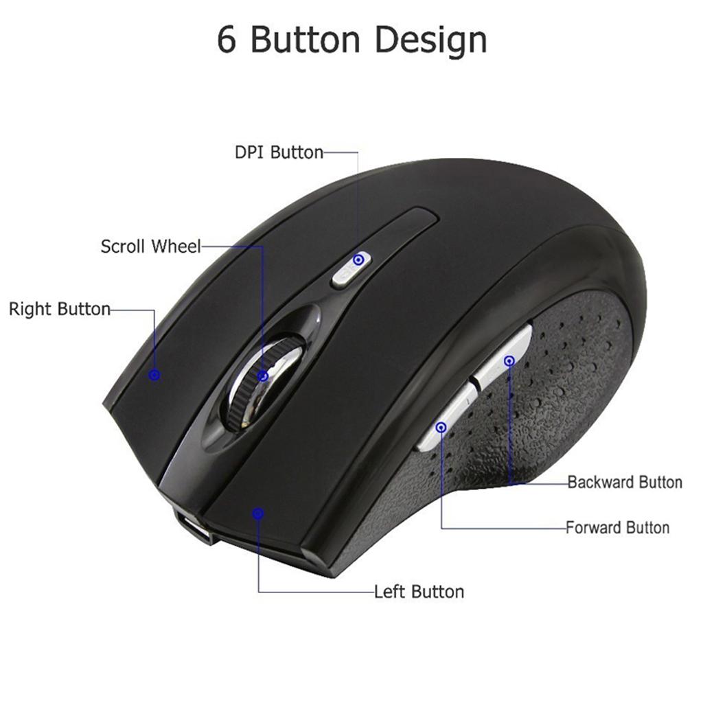 Sunnimix Silent Click Bluetooth Không Dây Chơi Game, 1000 DPI 2.4 GHz Quang Không Dây Chuột Cho Máy Tính Máy Tính Đen