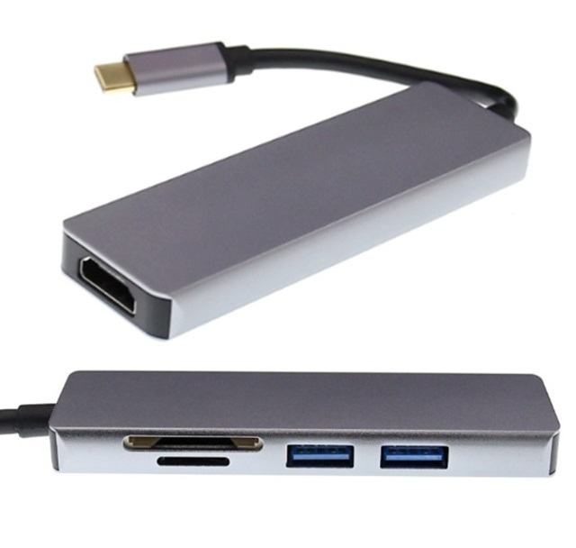 Cáp USB Type-C to HDMI + USB 3.0 Hỗ trợ đọc thẻ nhớ 5 in 1