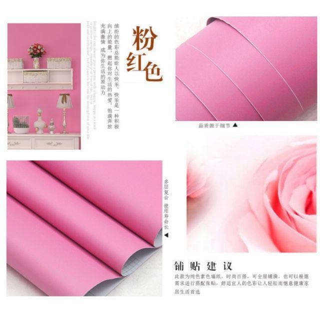 3m Giấy dán tường khổ 60cm màu hồng trơn