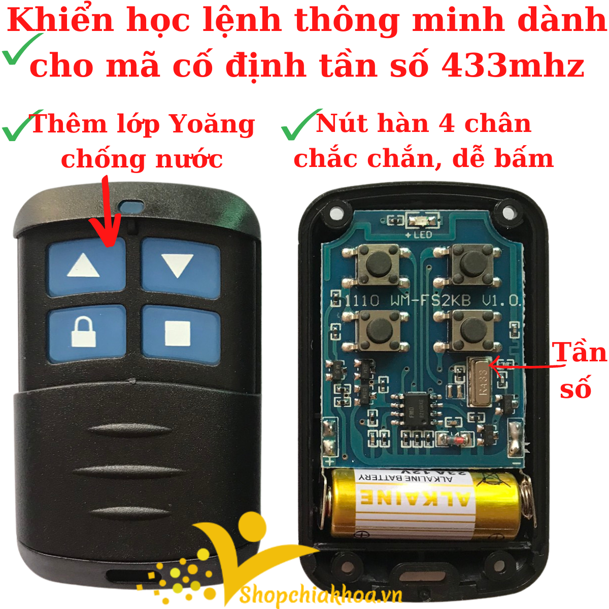 Điều khiển cửa cuốn học lệnh có chống nước sao chép mã cố định