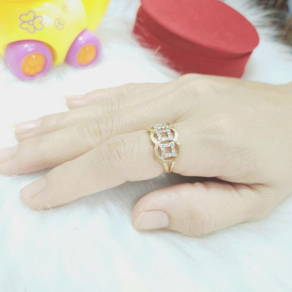 Nhẫn Kim Tiền Đá Vàng Vonfram Cao Cấp- Dùng vĩnh viễn không phai màu