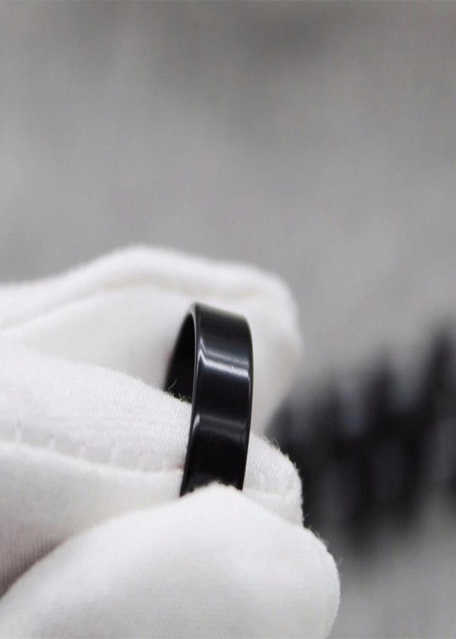 Nhẫn cặp inox mạ carbon nano đen trơn NC132 không teng không gỉ