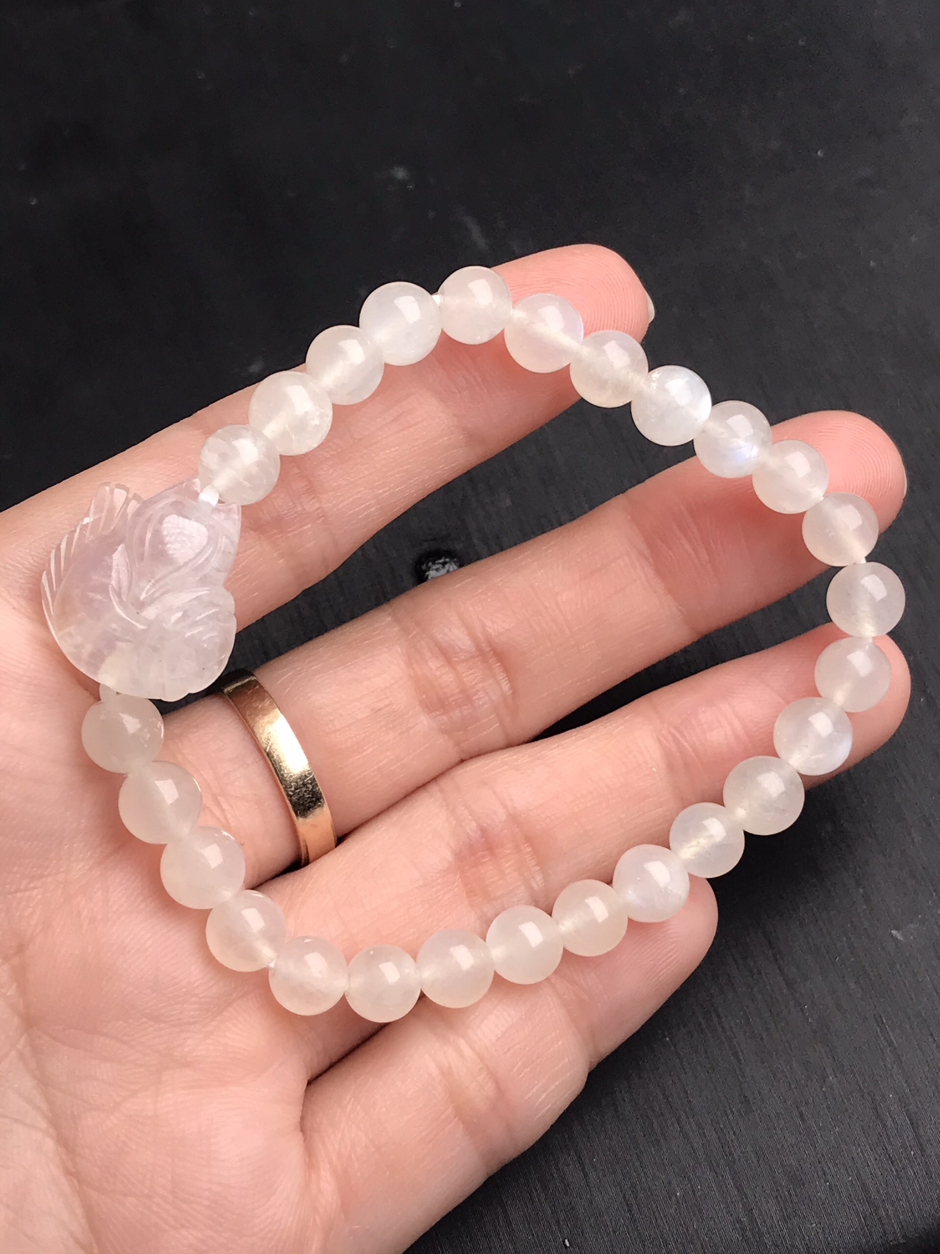 Vòng tay đá mặt trăng moonstone mix hồ ly 6mm