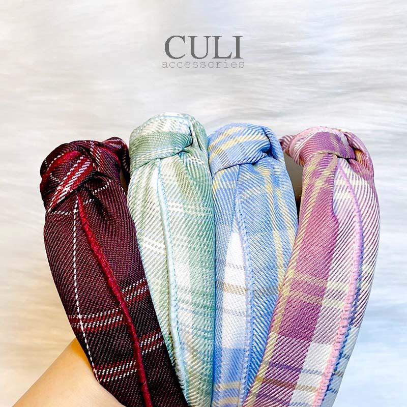 Băng đô cài tóc, Bờm cài tóc Nơ xoắn họa tiết caro xinh xắn, style Hàn Quốc cho nữ