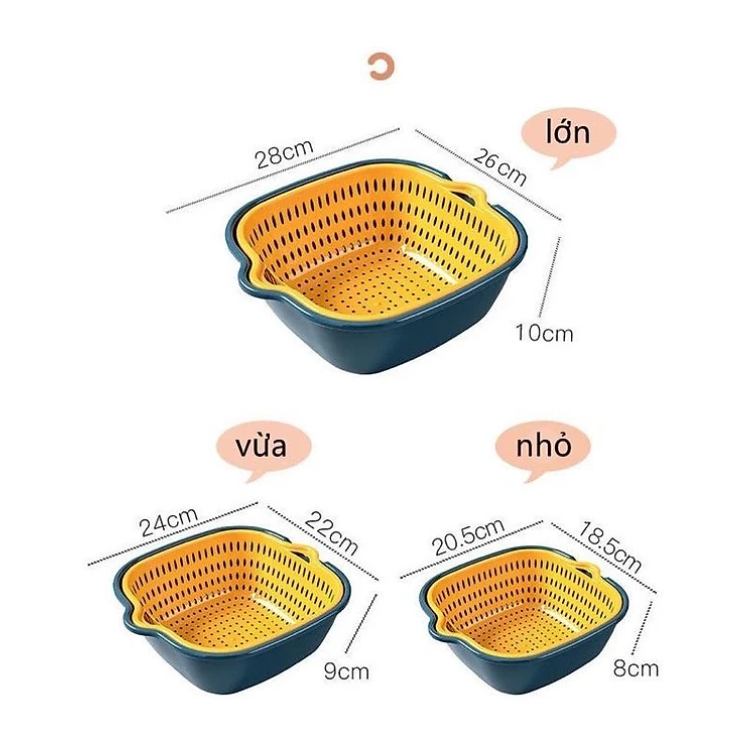 Sét Rổ 6 Món Chất Liệu Nhựa Cao Cấp, Rổ Kèm Chậu Đa Năng Với 3 Kích Thước Khác Nhau, Siêu Tiện Lợi Cho Căn Bếp- Hàng Chính Hãng